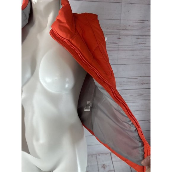 Aeropostale Women's Quilted Puffer Vest Size XS Orange Zip up gray Lined - Picture 4 of 9